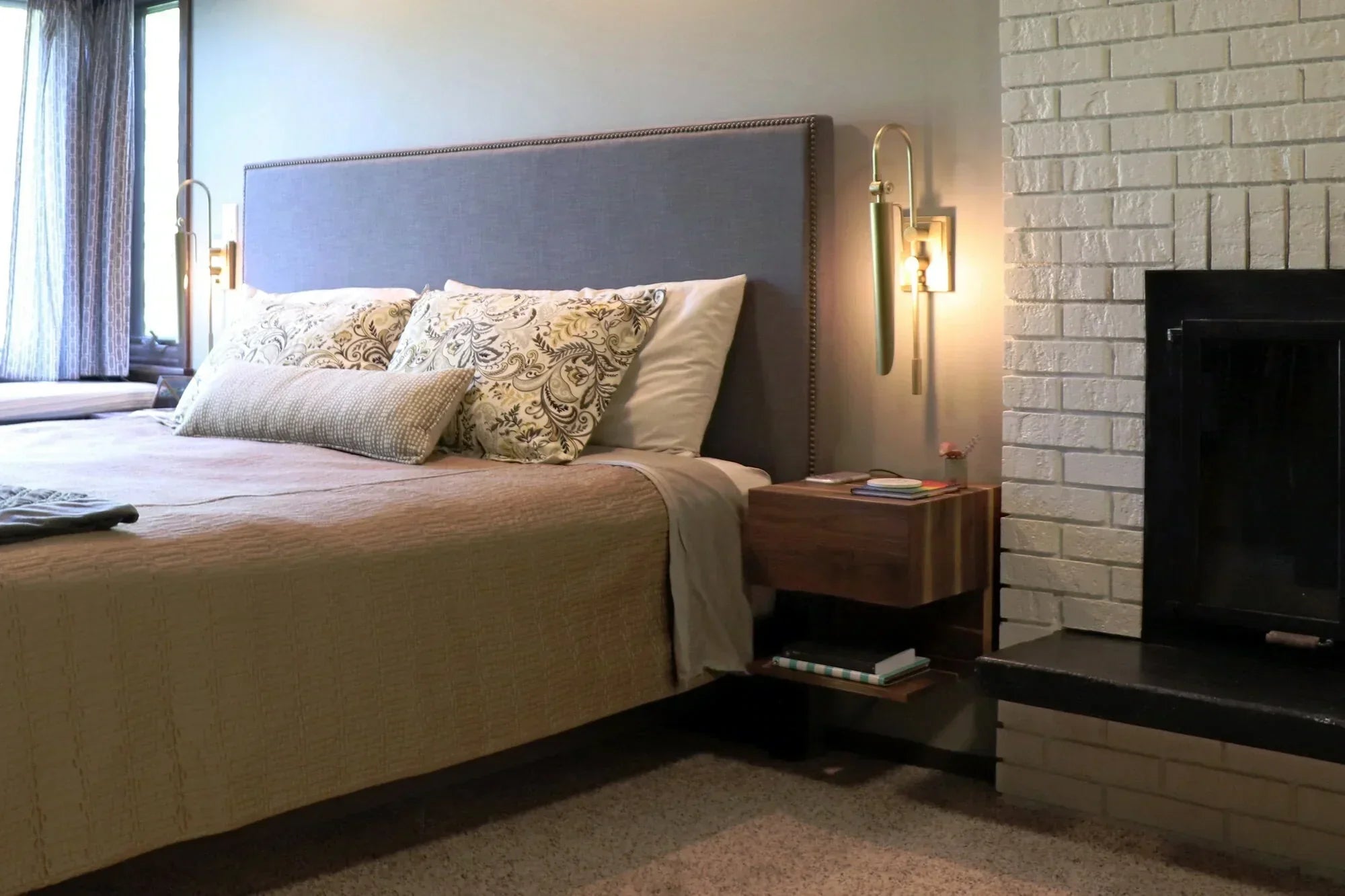 bedroom with custom-made nightstands