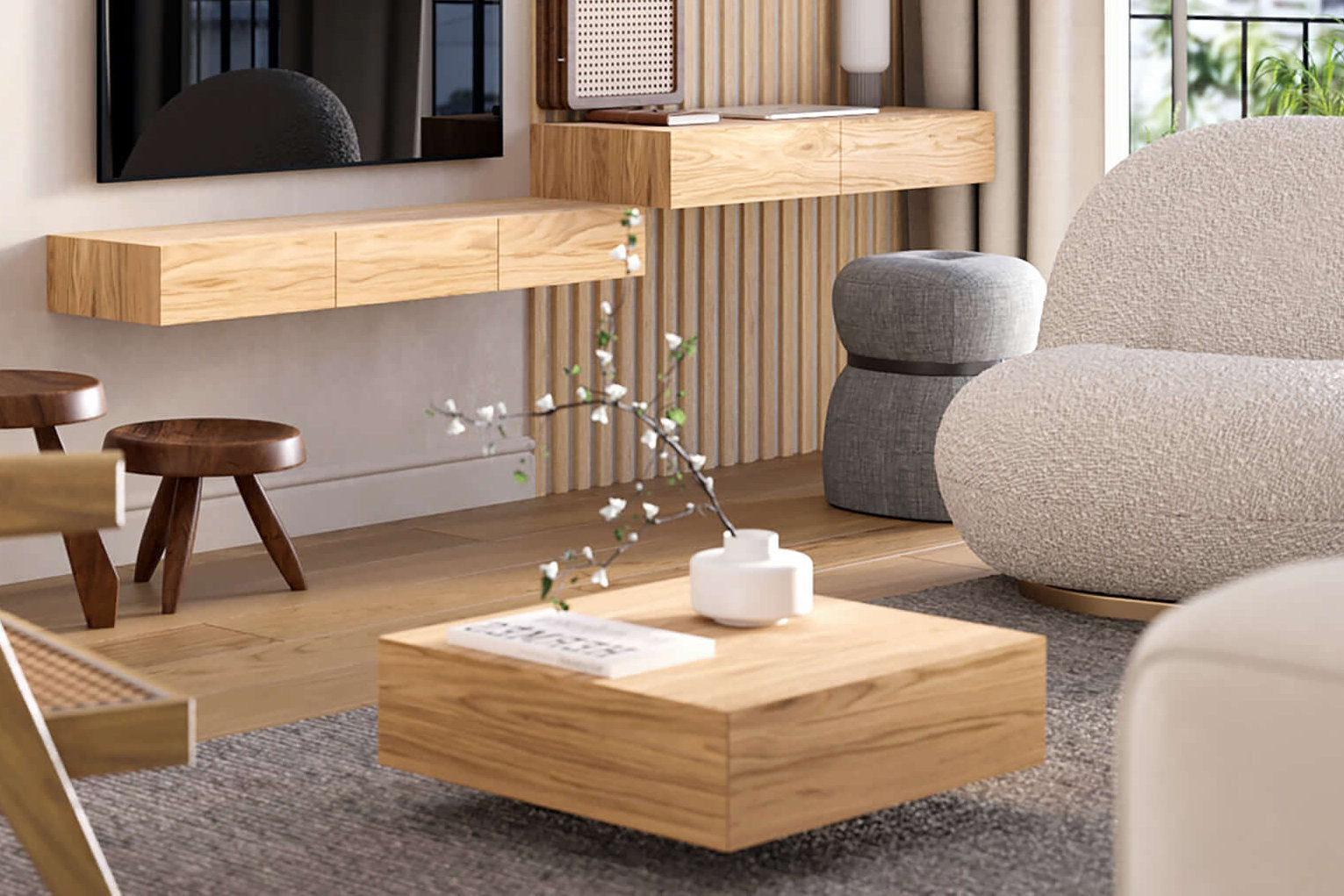 Japandi living room: case study