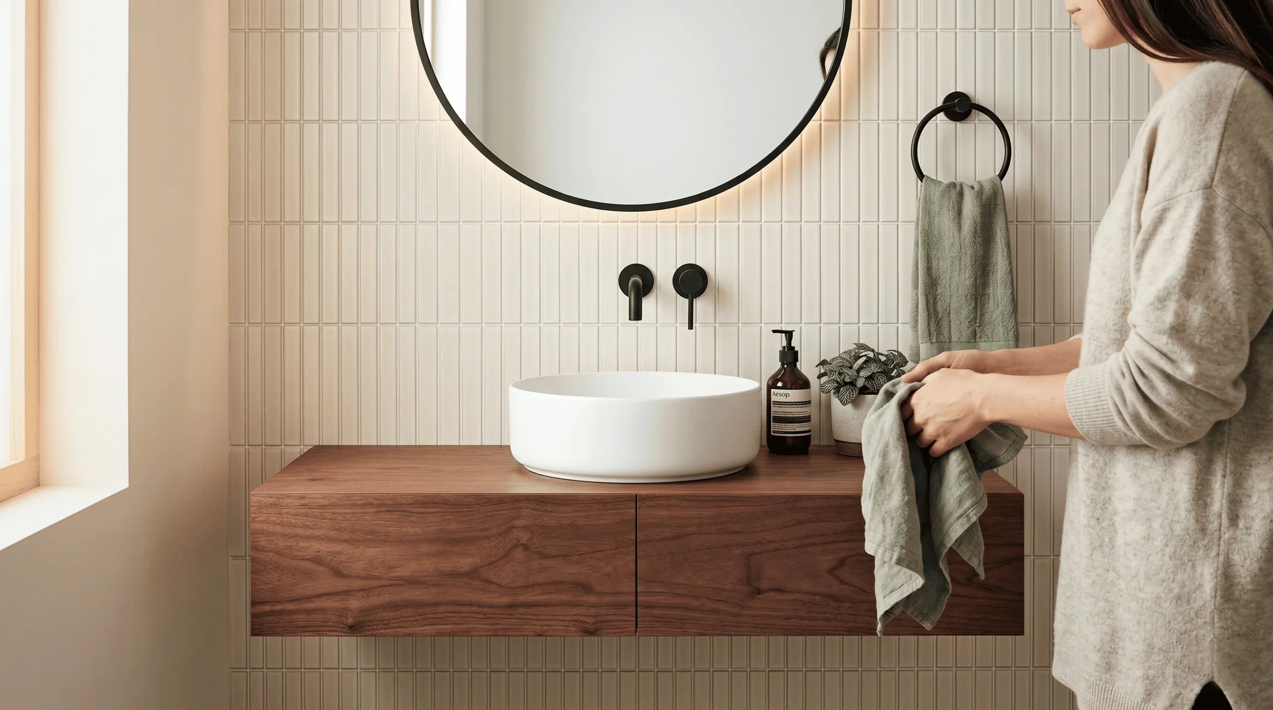 Floating bathroom vanities