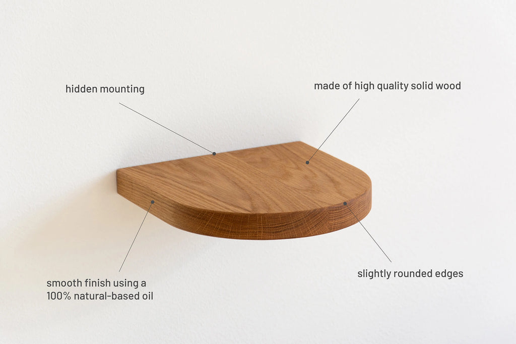 arch floating shelf features