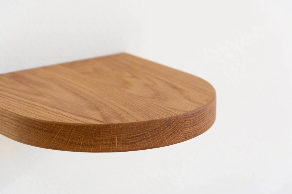 arch floating shelf oak