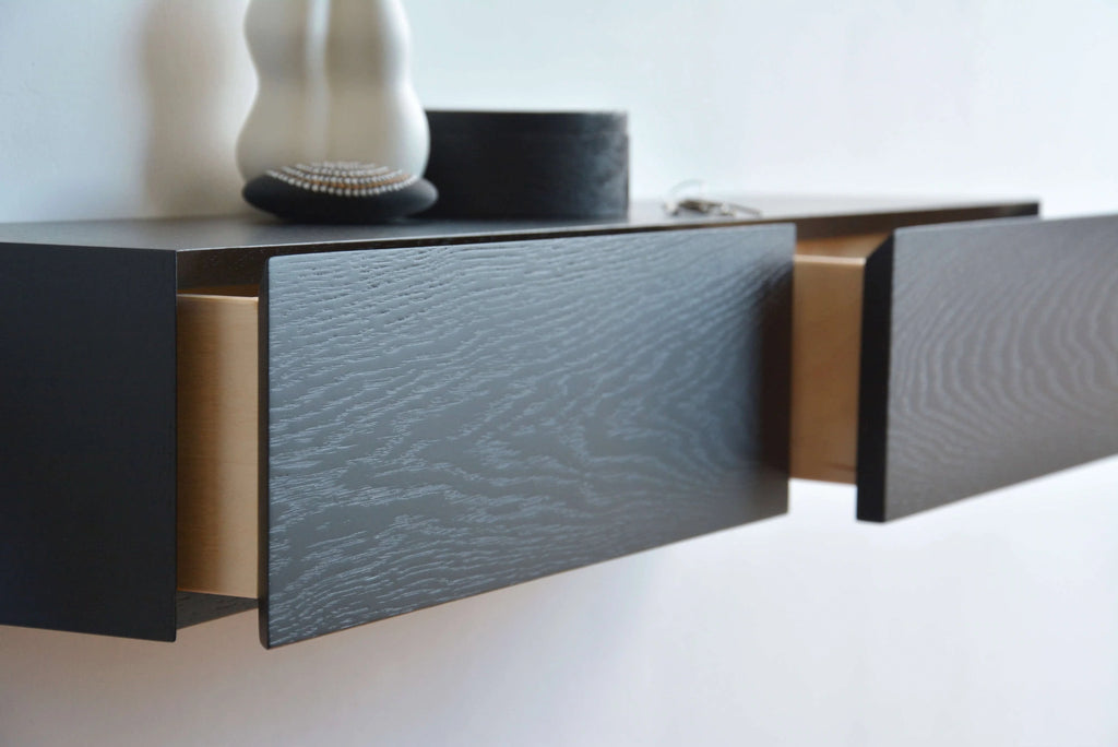 black floating shelf