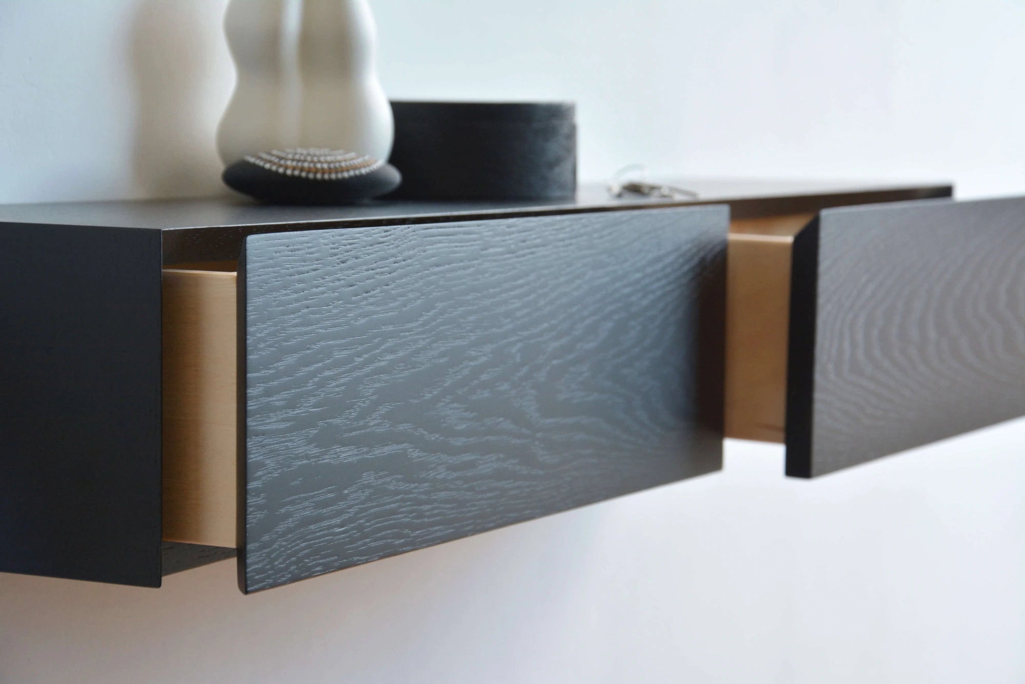black floating shelf