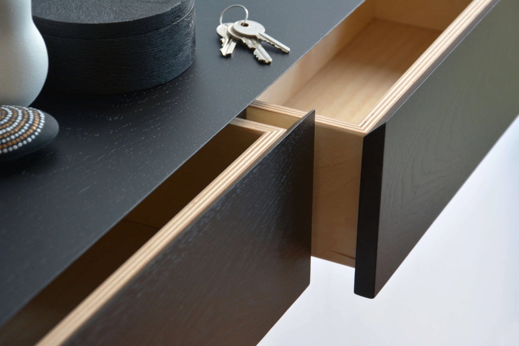 black wood shelf