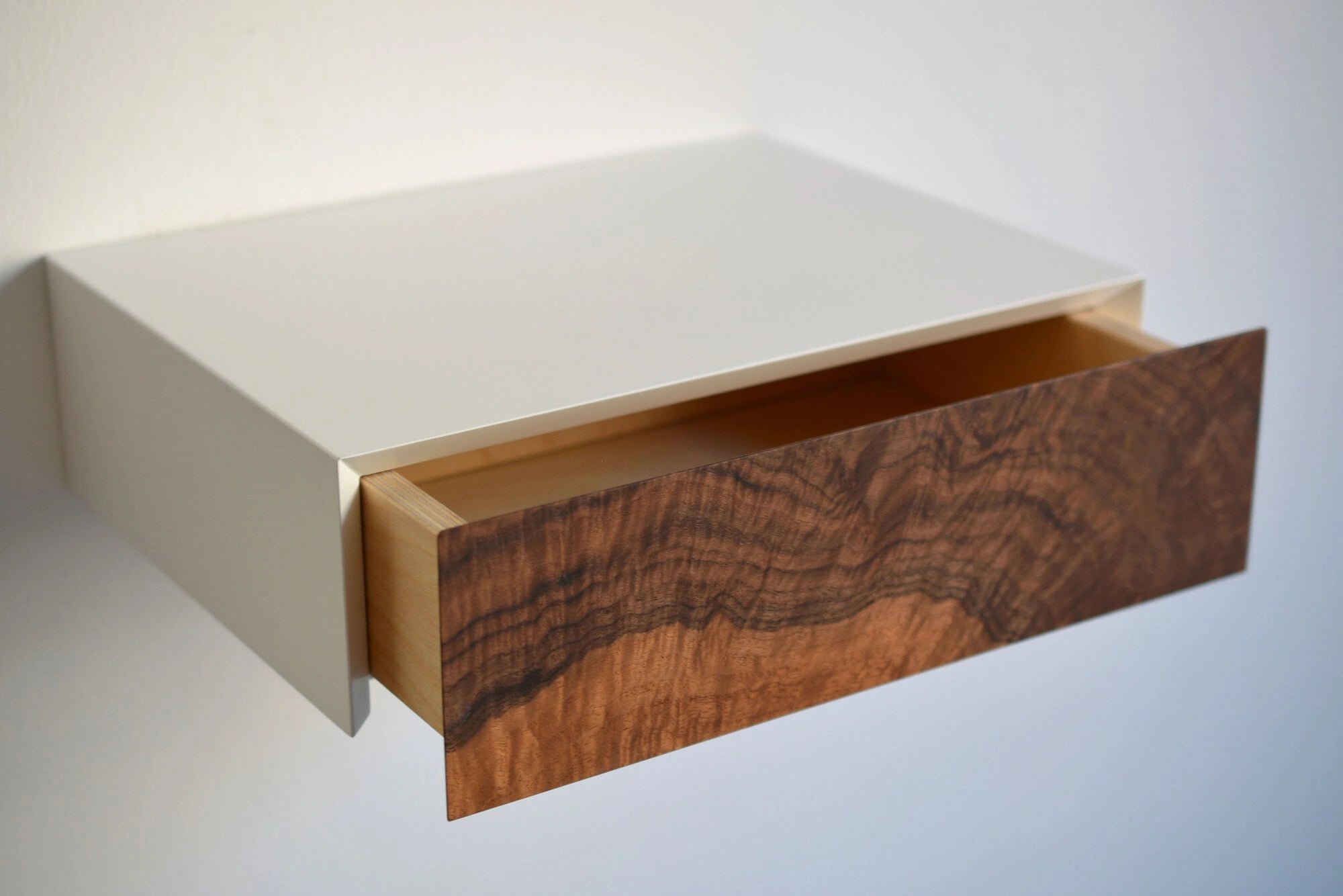 floating burl bedside table