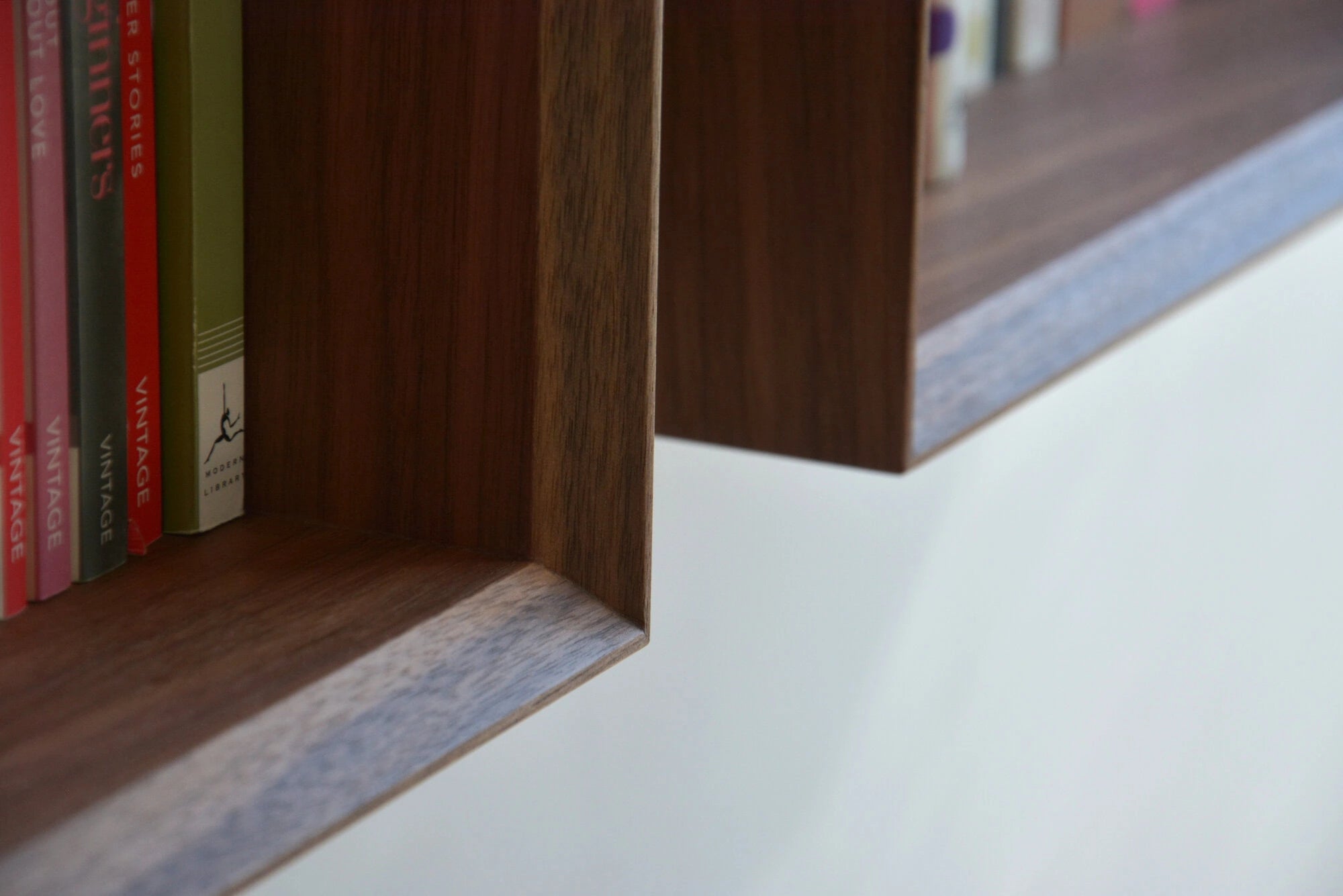 cube bookshelf with mitered edges