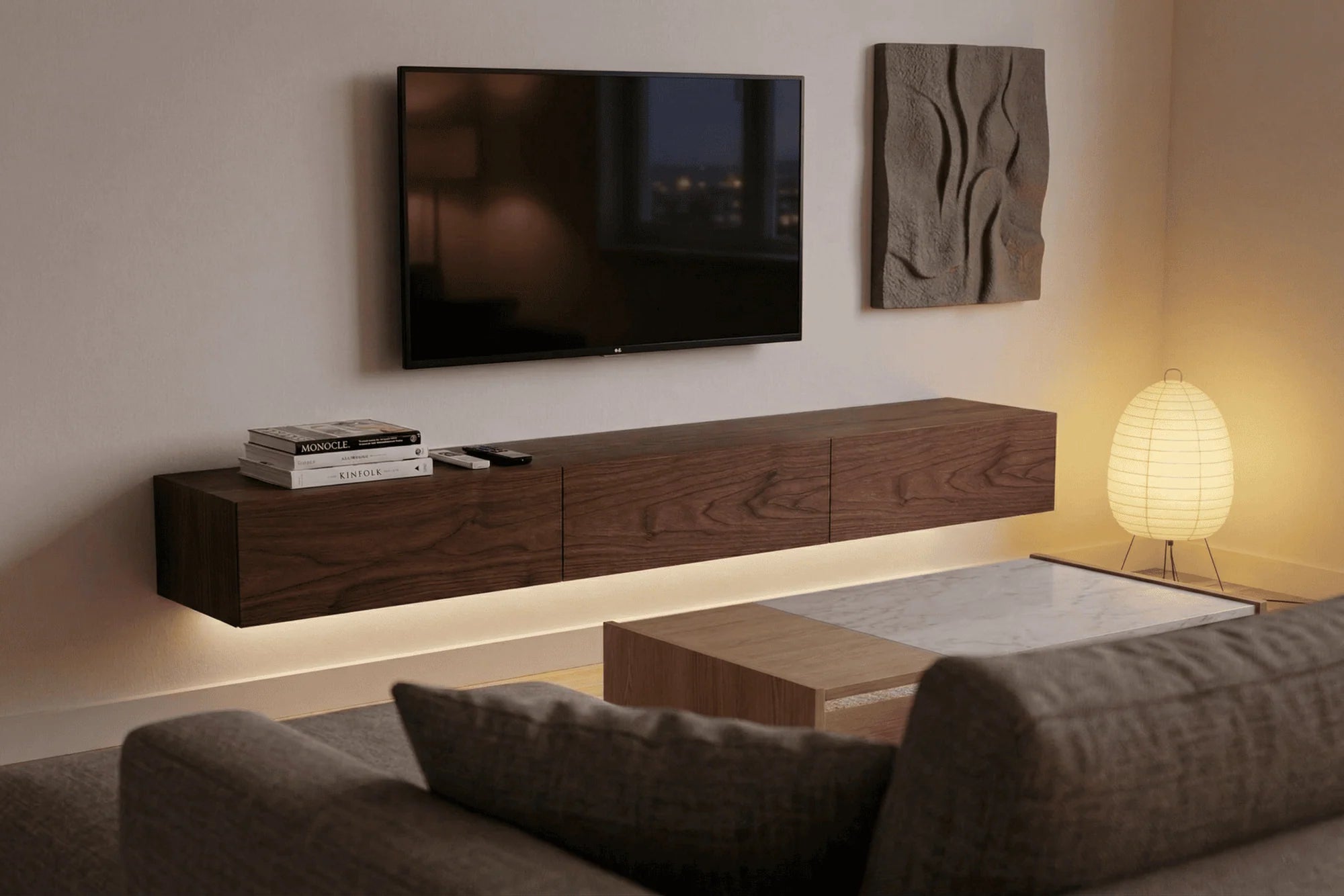 custom size floating TV stand
