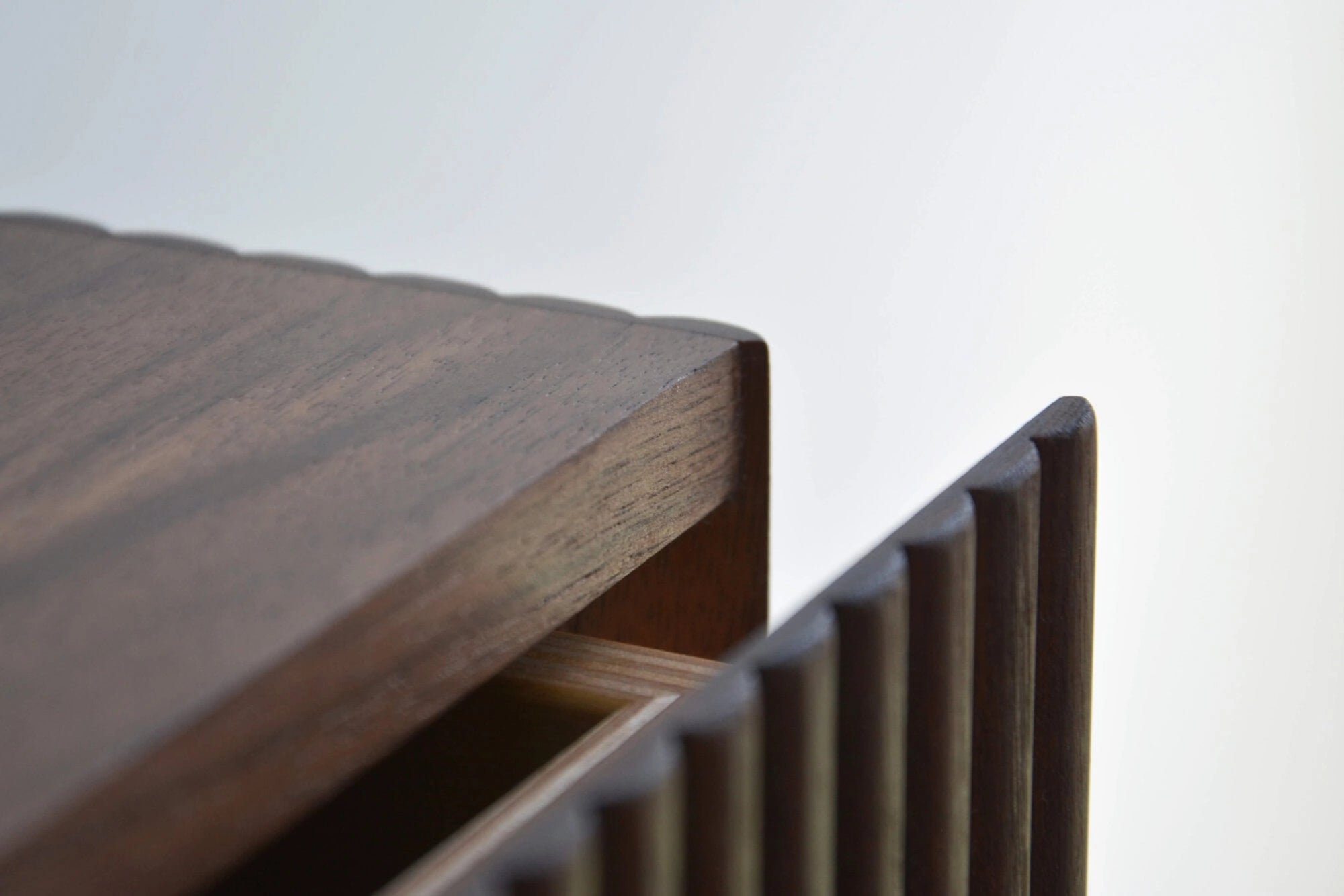 drawer of fluted nightstand