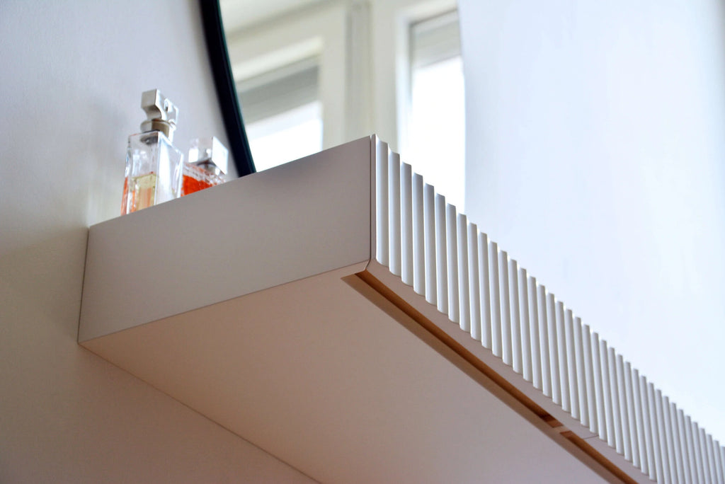 dressing table with hidden drawer opening