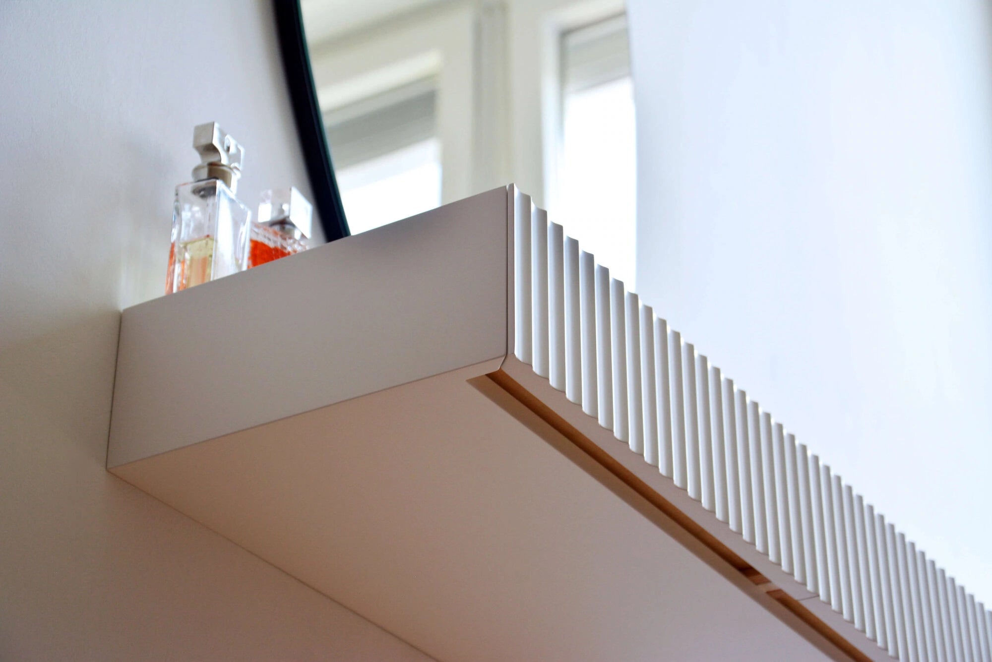 dressing table with hidden drawer opening