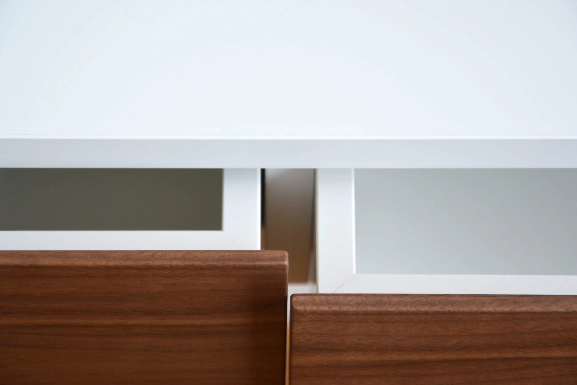 dressing table with walnut drawers