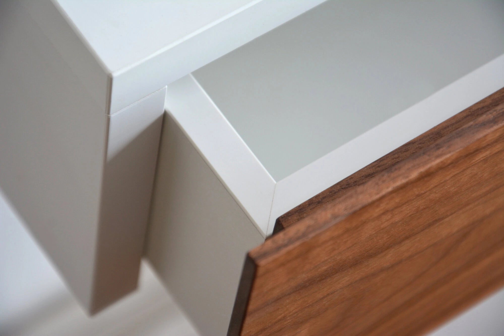entryway shelf with walnut drawer