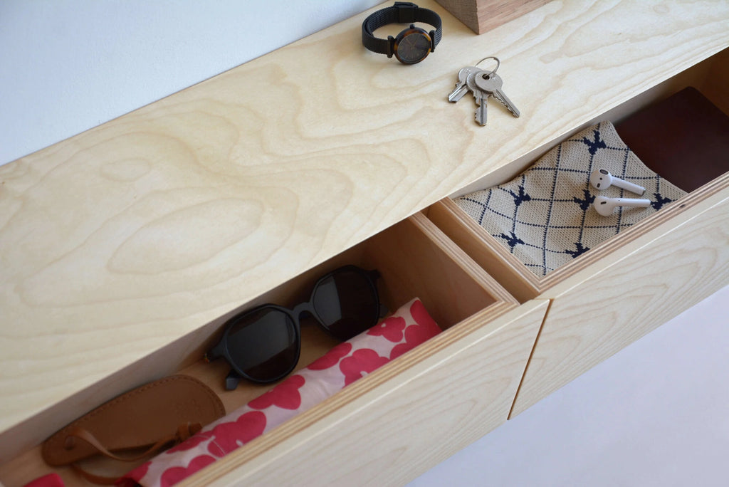 entryway storage made of maple