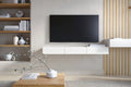 white floating TV stand