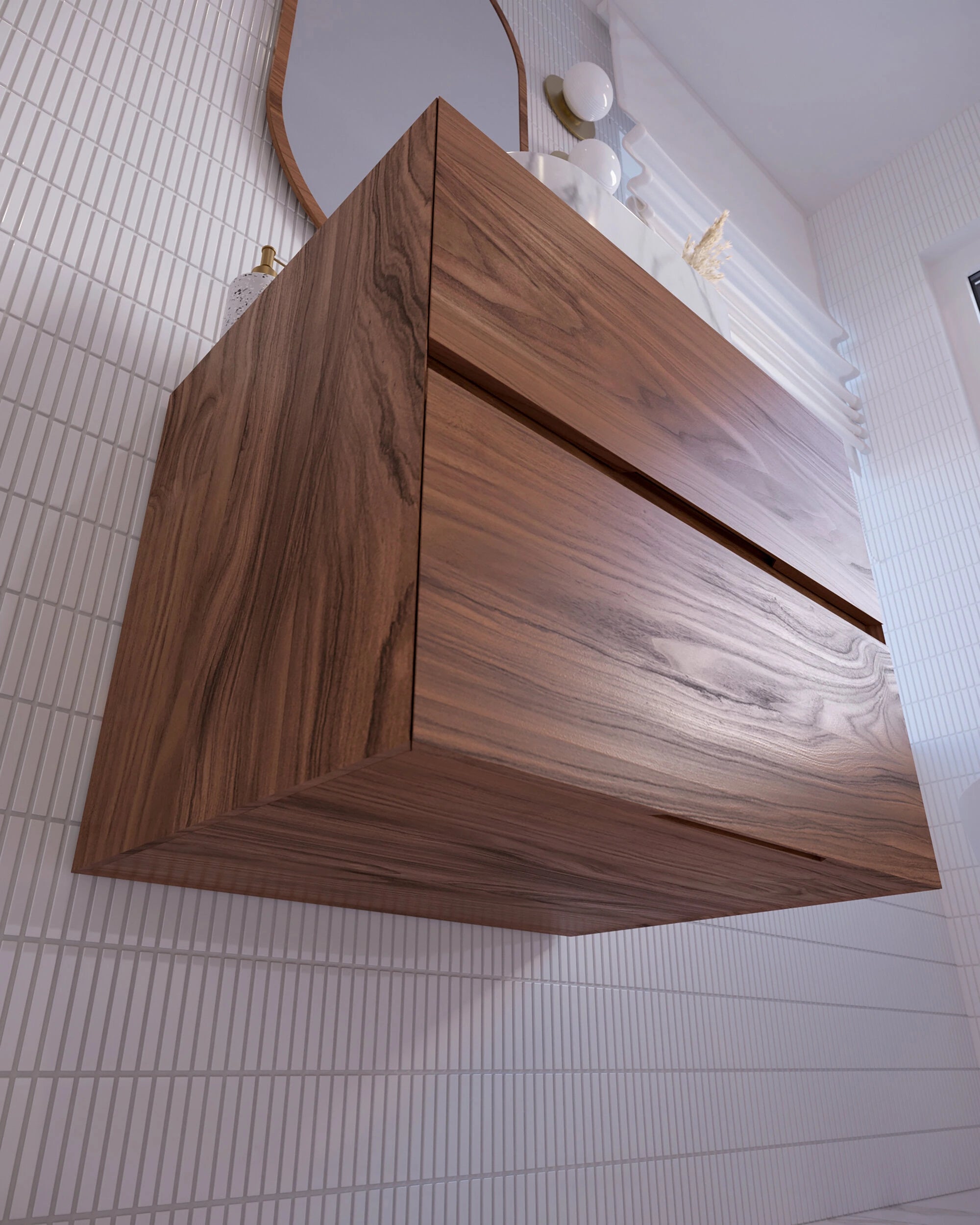 floating bathroom vanity made of American walnut