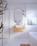 floating bathroom vanity made of oak