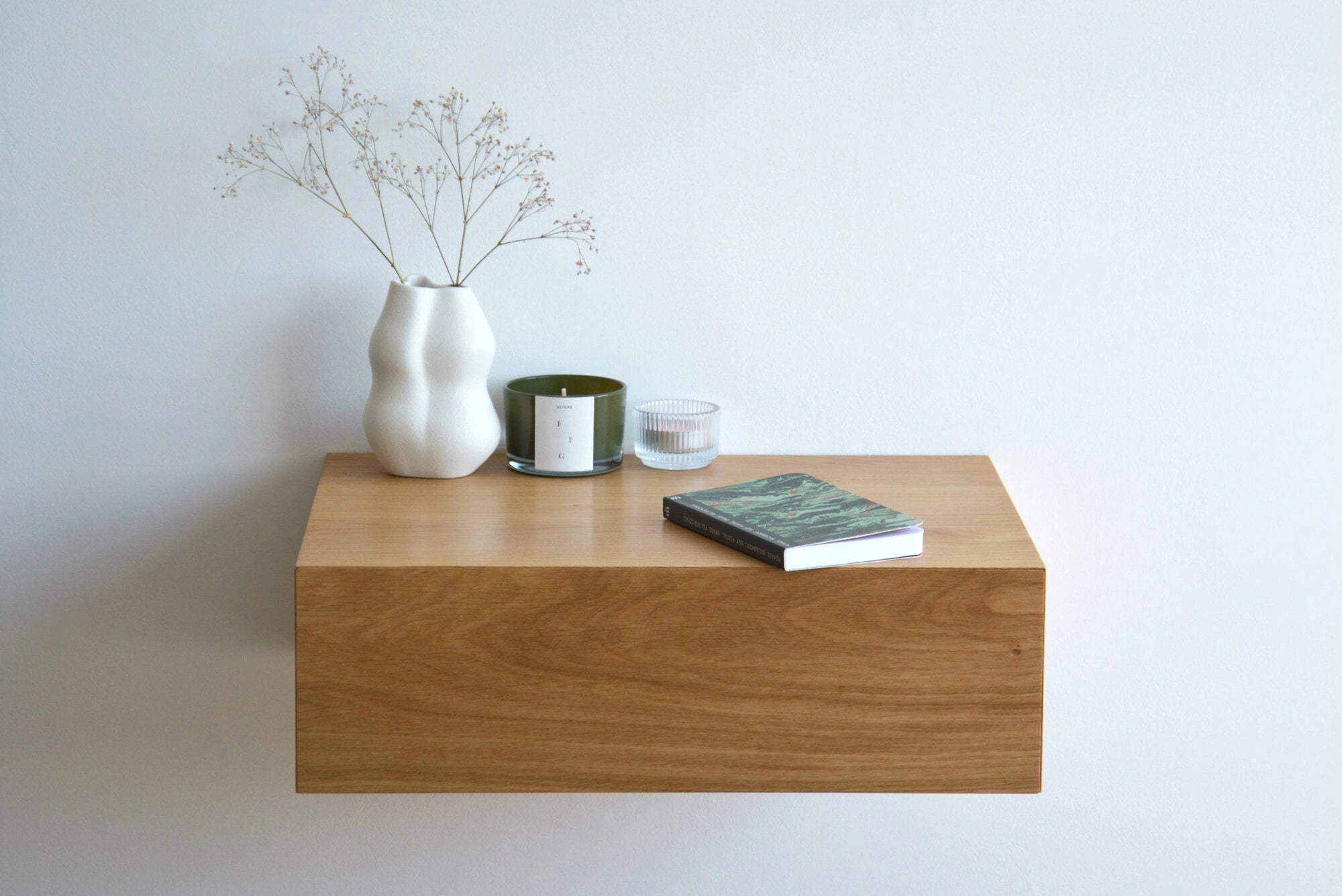 oak floating bedside table
