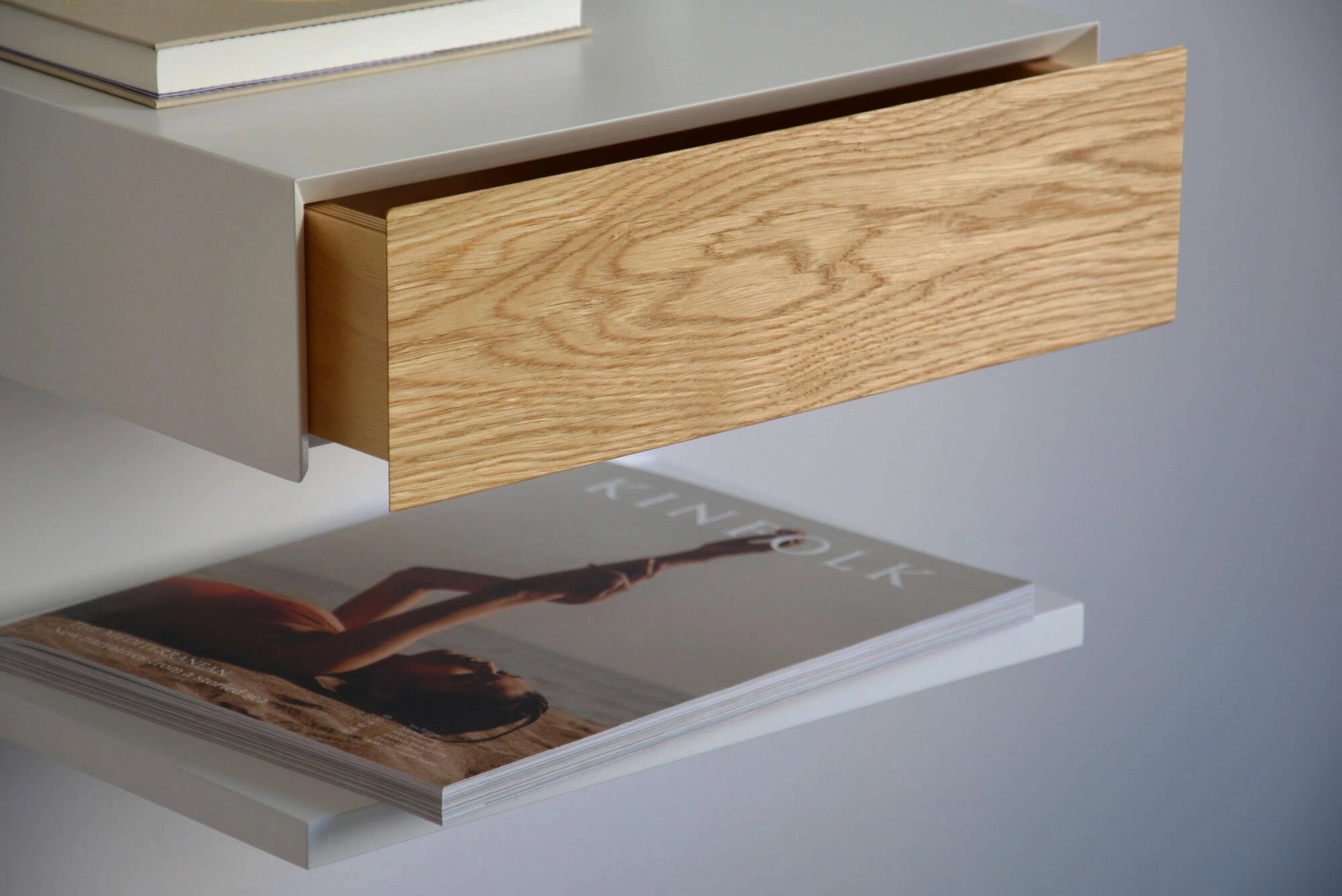 floating bedside table with shelf