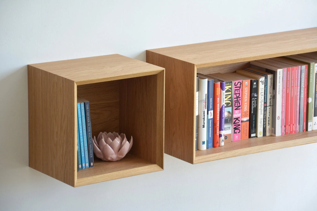 floating bookshelf made of oak