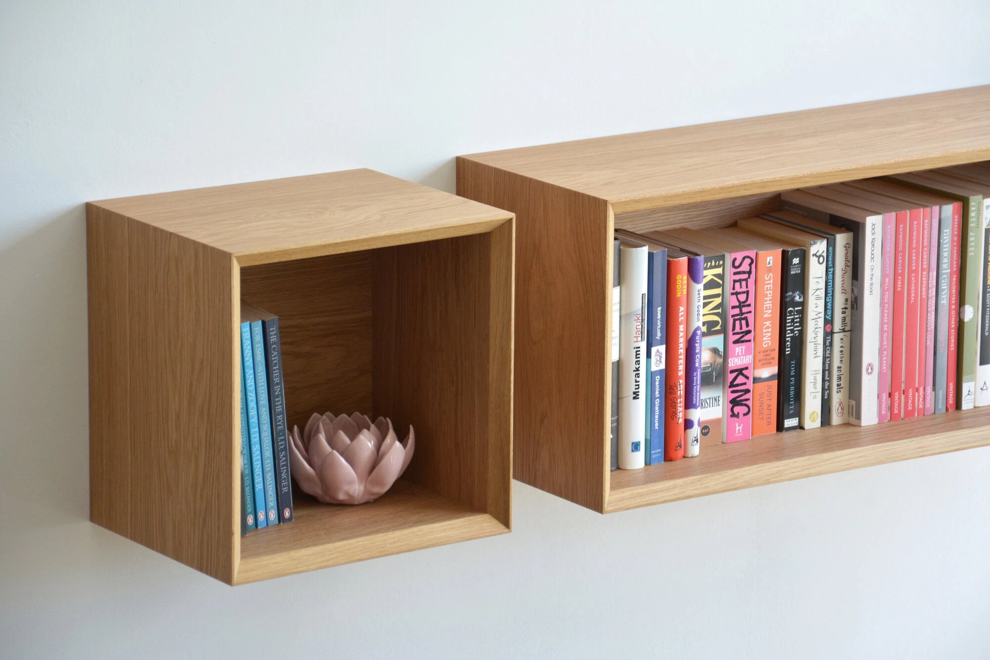 floating bookshelf made of oak