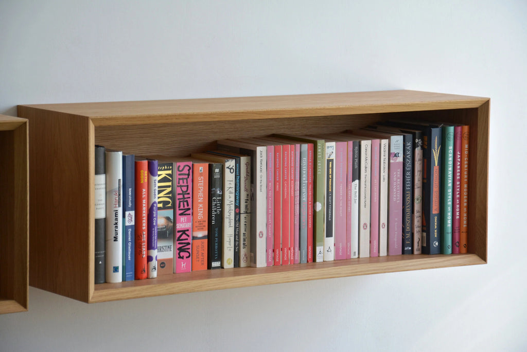 floating bookshelf made of oak