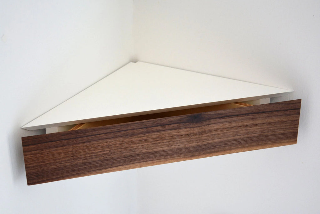 floating corner shelf with drawer