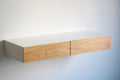 floating dressing table with oak drawers