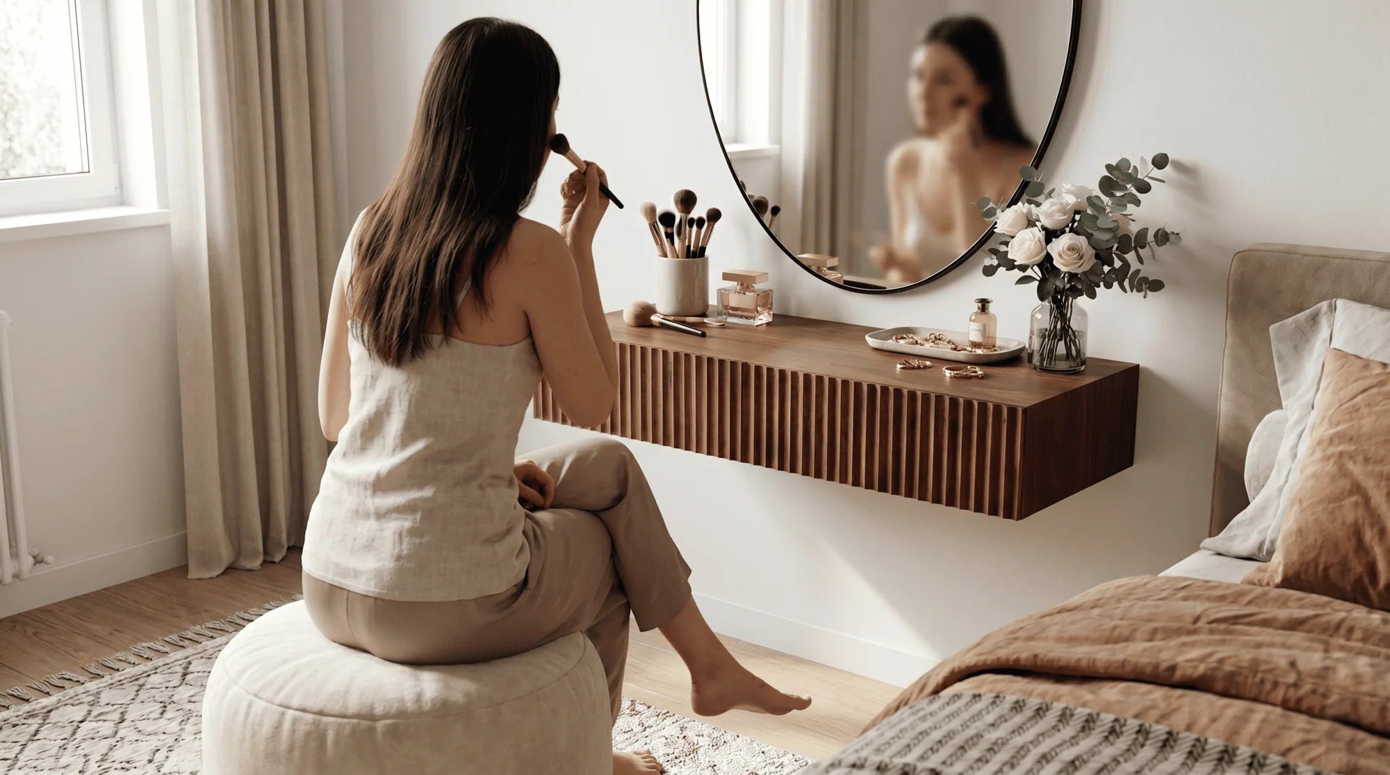 floating makeup vanity
