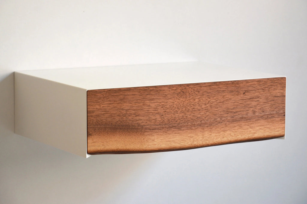 floating nightstand with live edge drawer