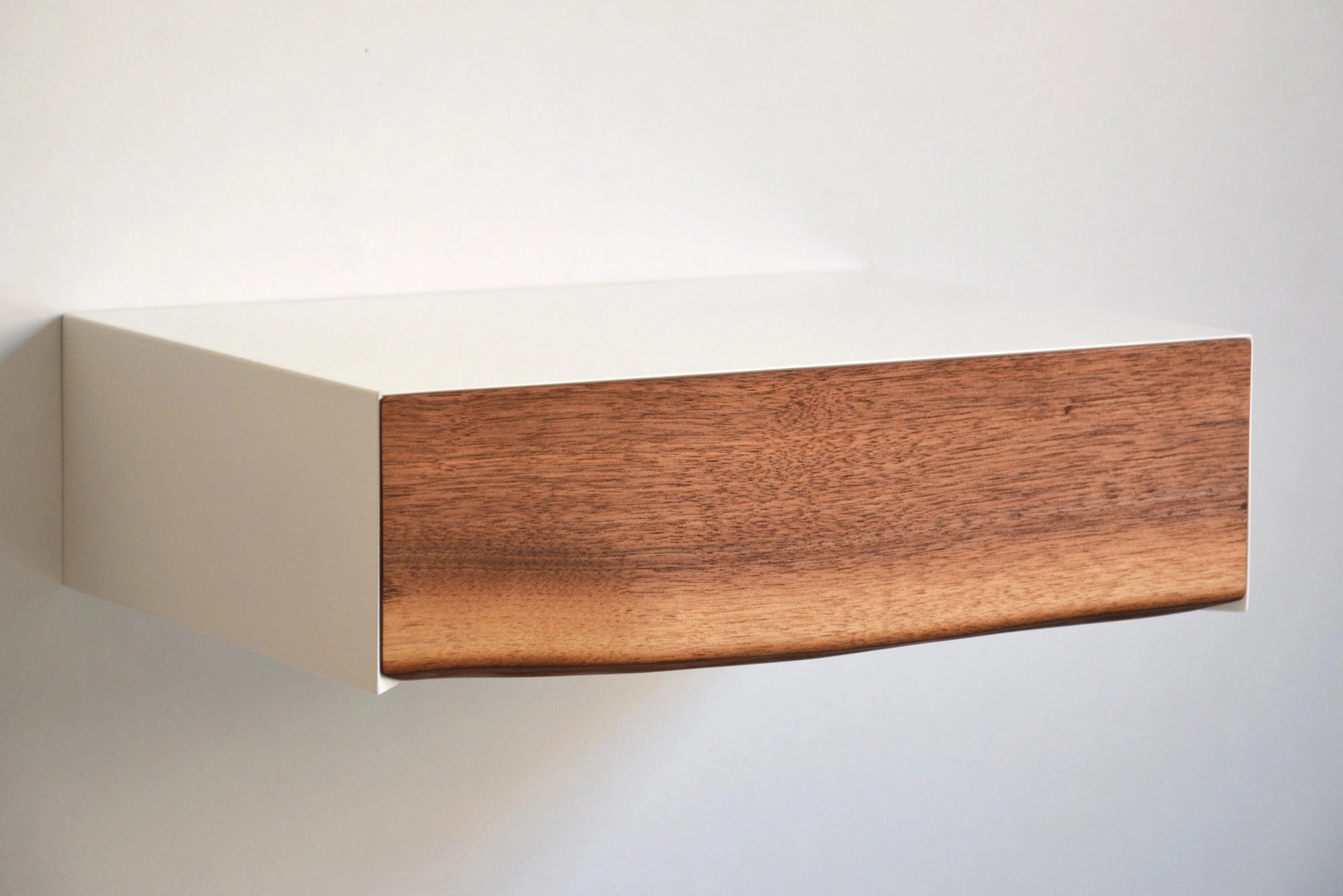 floating nightstand with live edge drawer