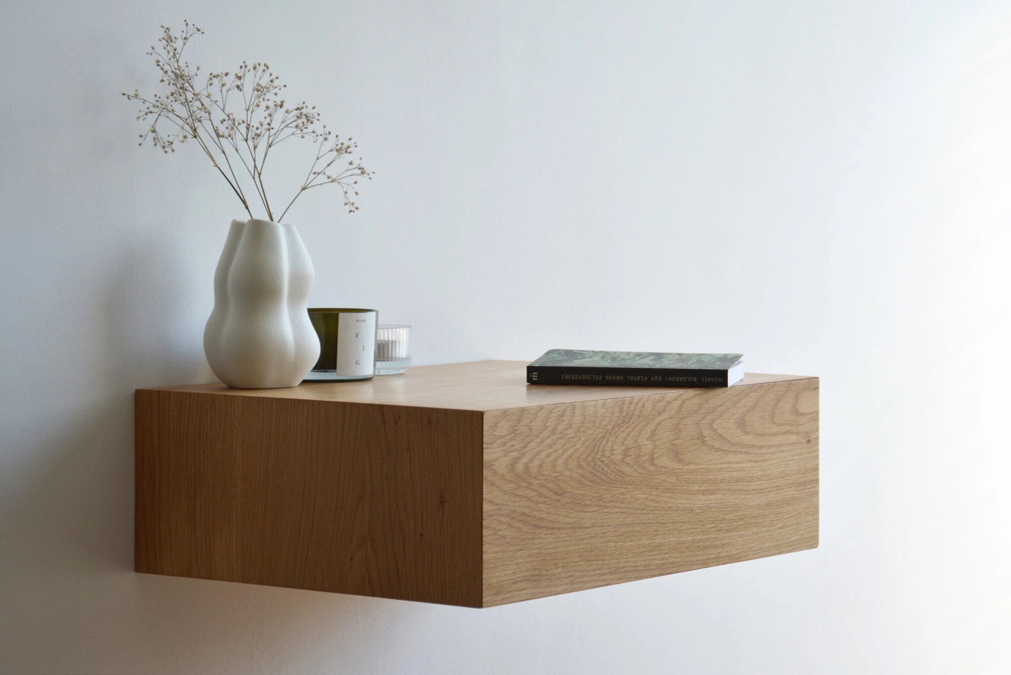 oak floating nightstand