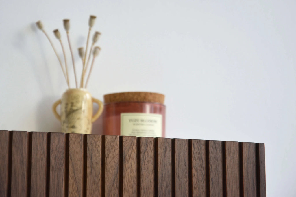 fluted American walnut drawer