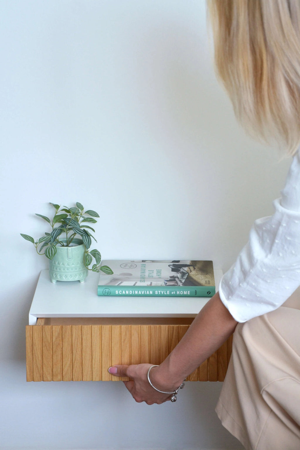 fluted nightstand with drawer