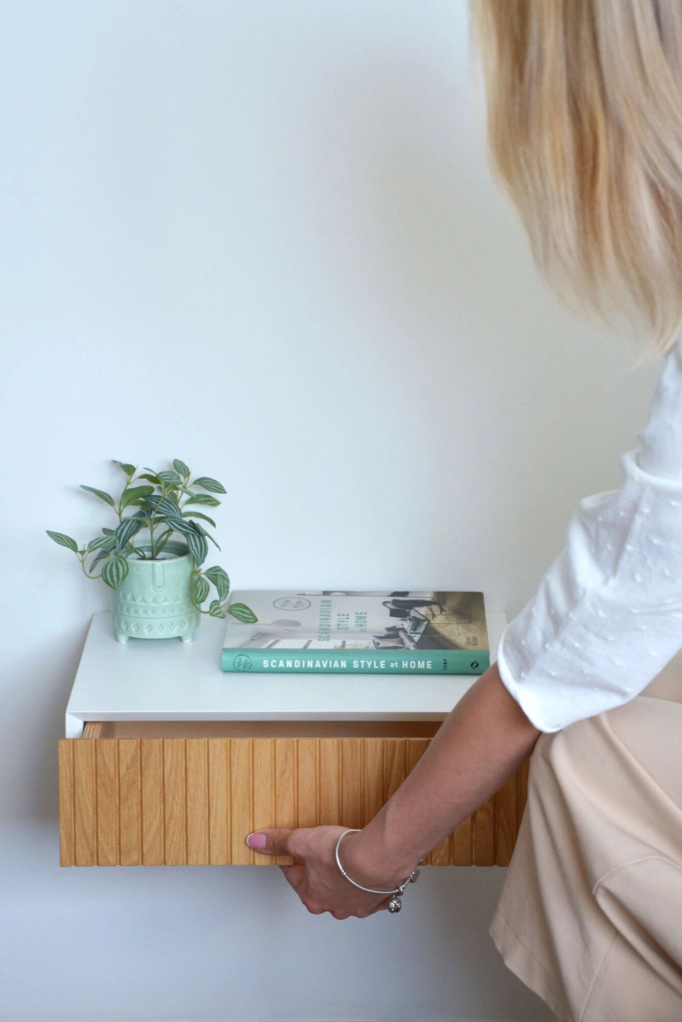 fluted nightstand with drawer