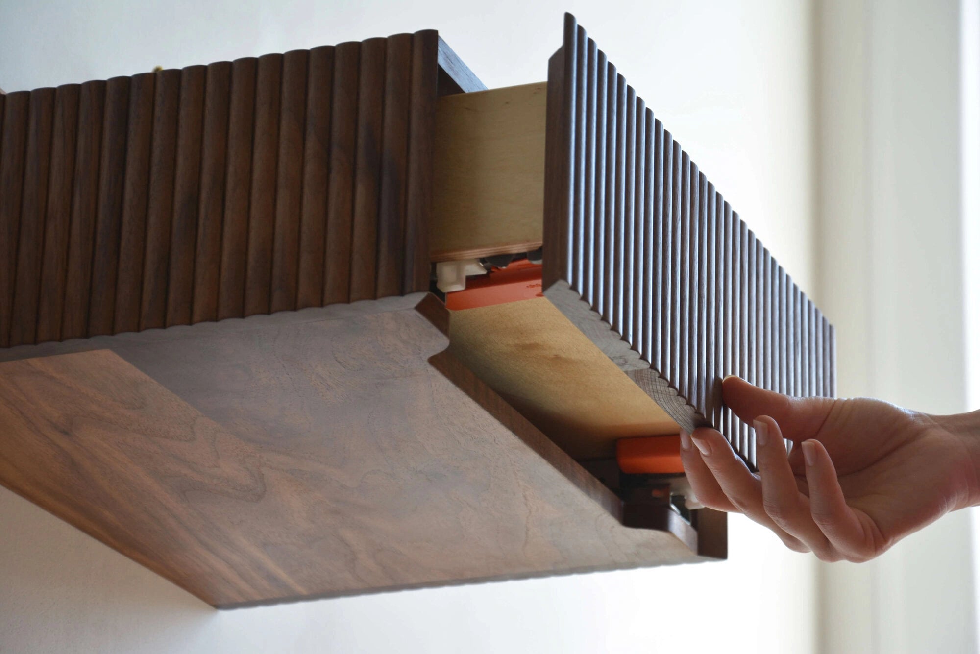 fluted nightstand with drawer