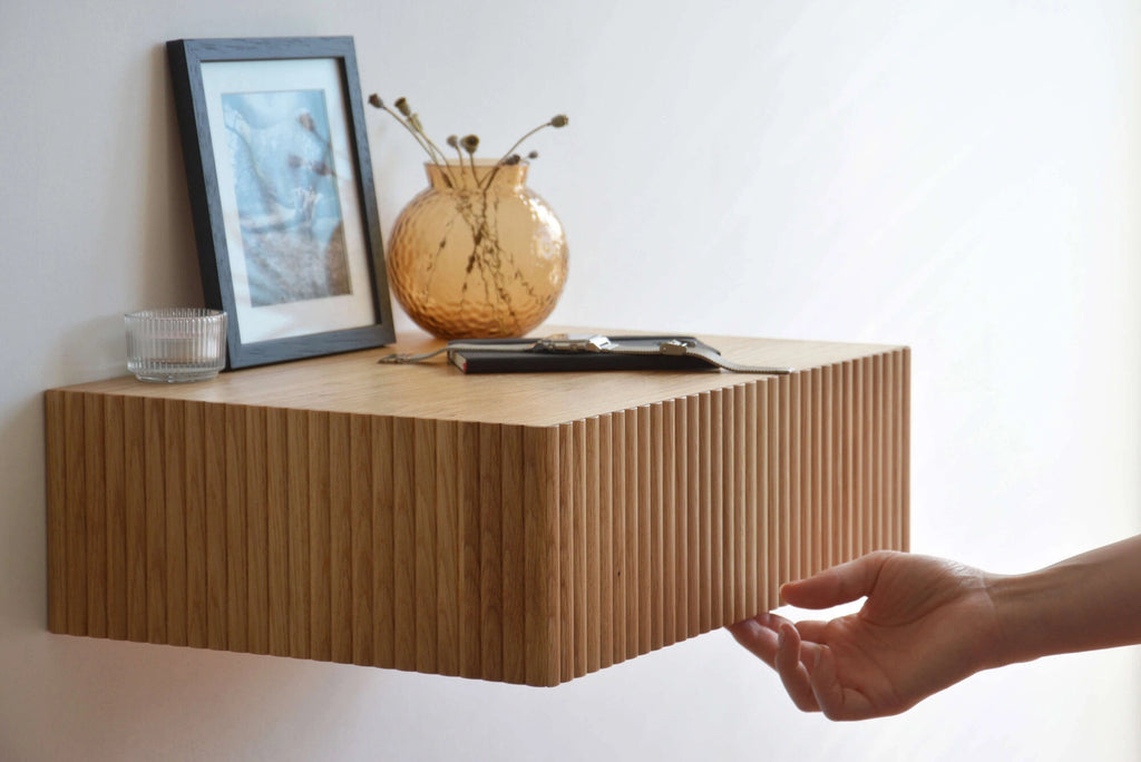 fluted nightstand made of oak