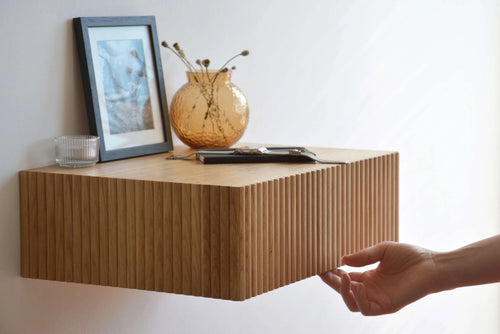 fluted nightstand made of oak