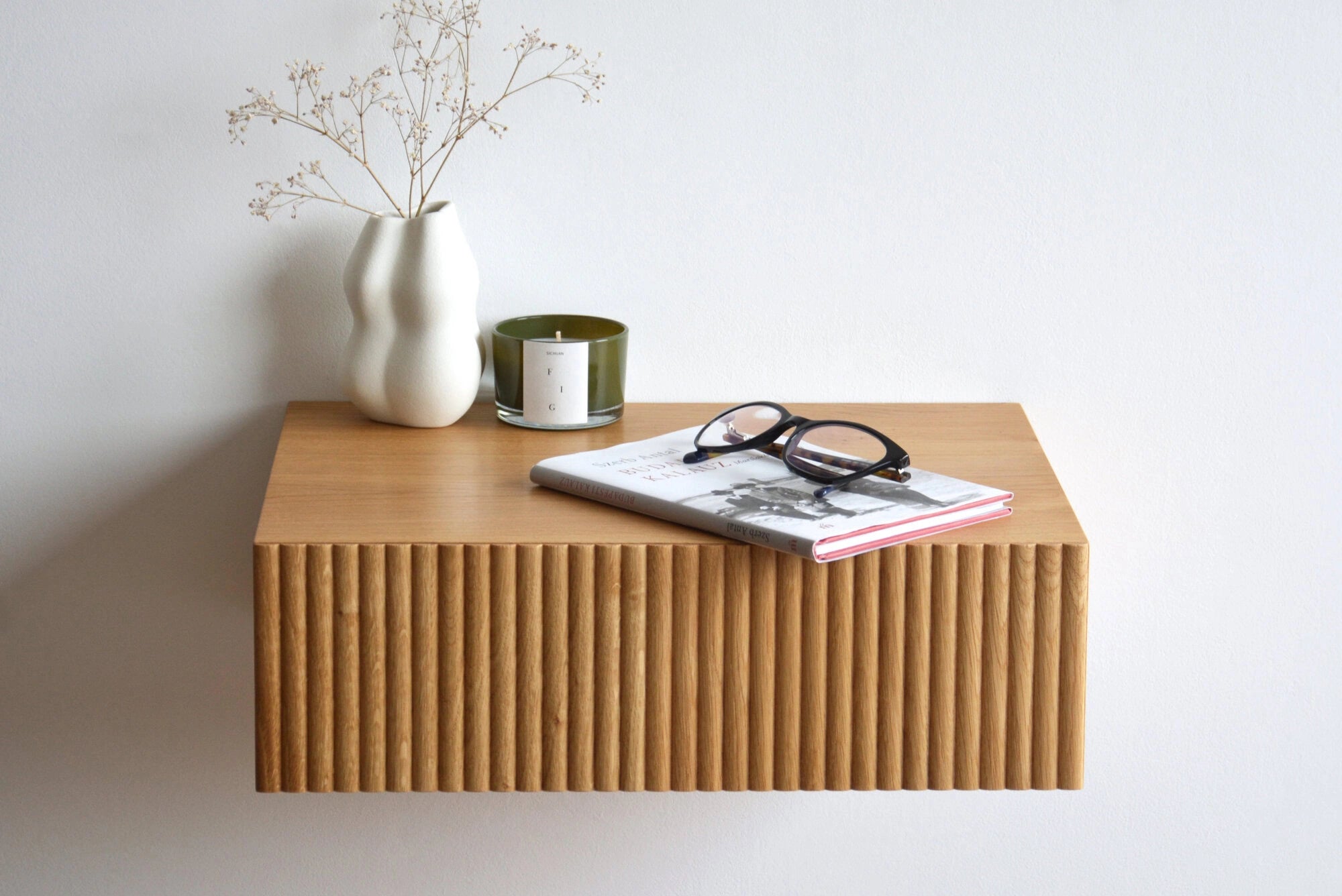 fluted nightstand with drawer