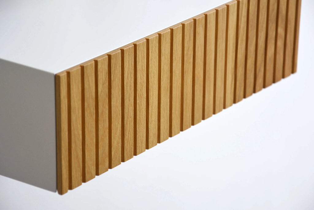 fluted oak drawer front