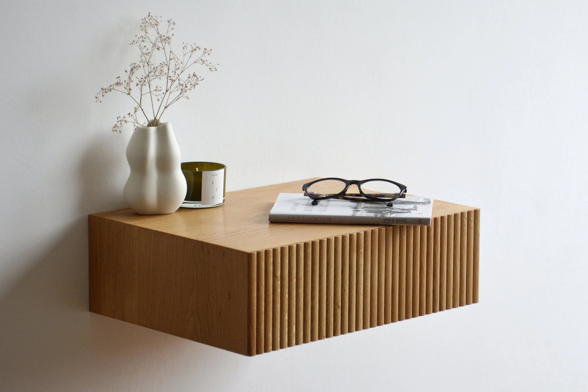 fluted oak nightstand