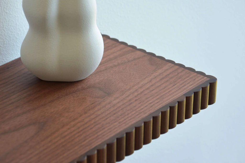 fluted shelf made of walnut