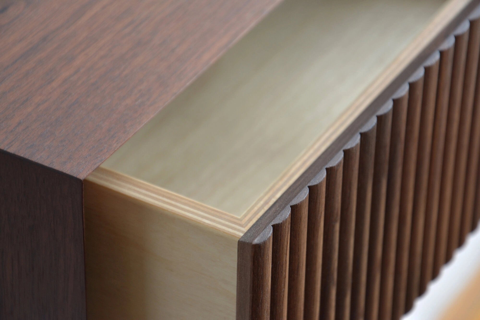 fluted walnut drawer