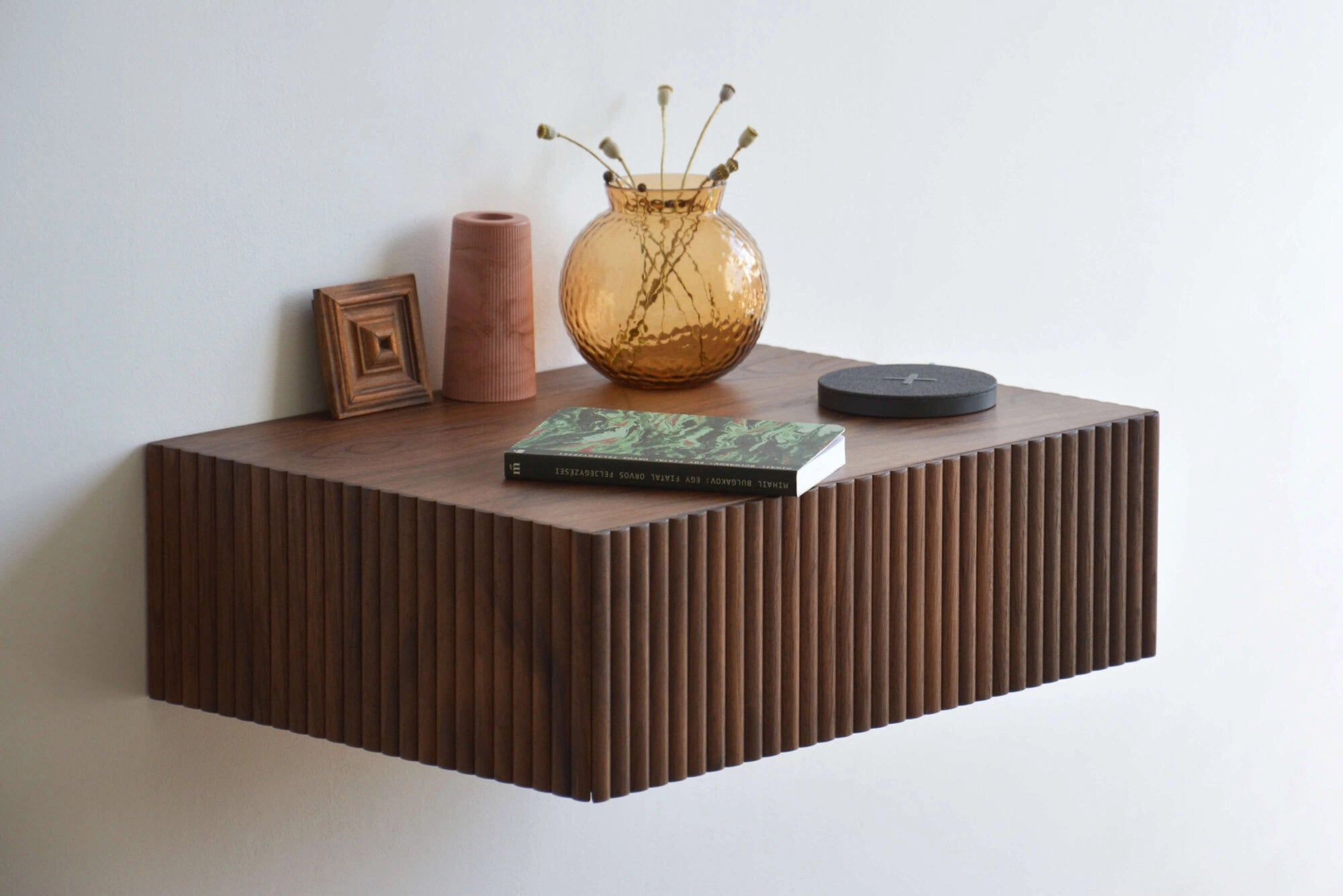 fluted walnut nightstand