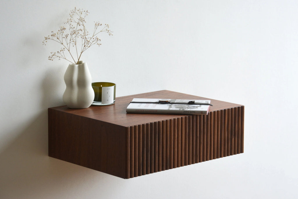 fluted walnut nightstand