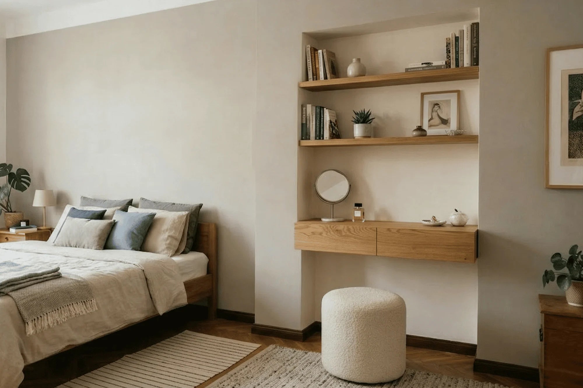 built-in table in a nook