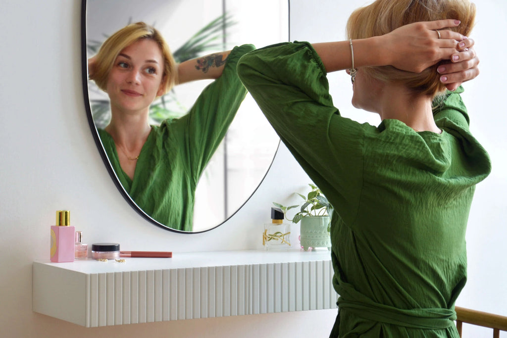 girl at dressing table
