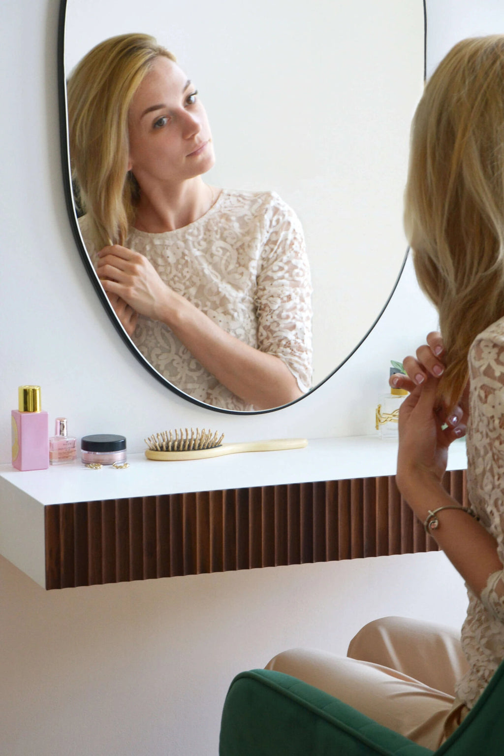 girl at dressing table