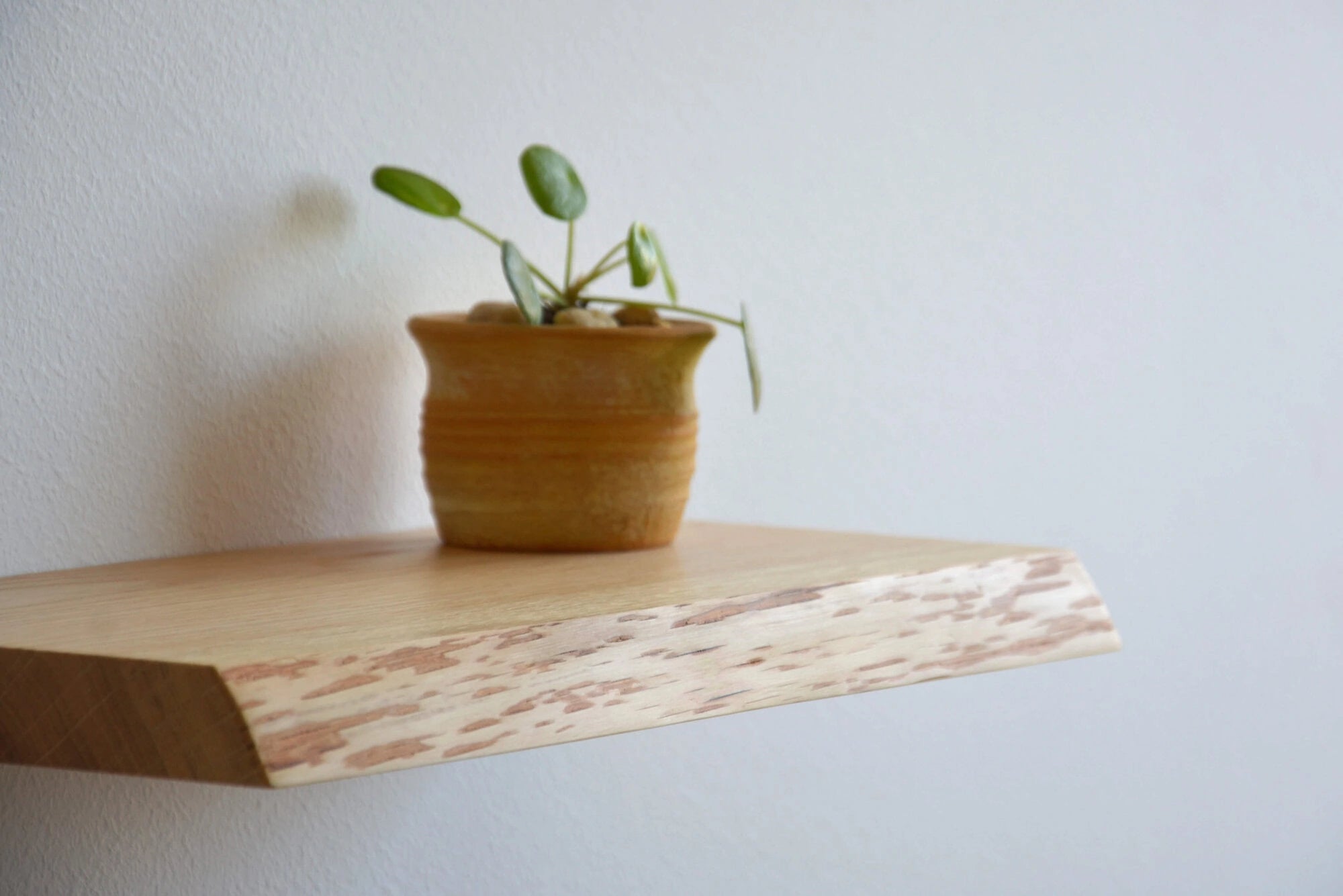 live edge floating shelf made of oak