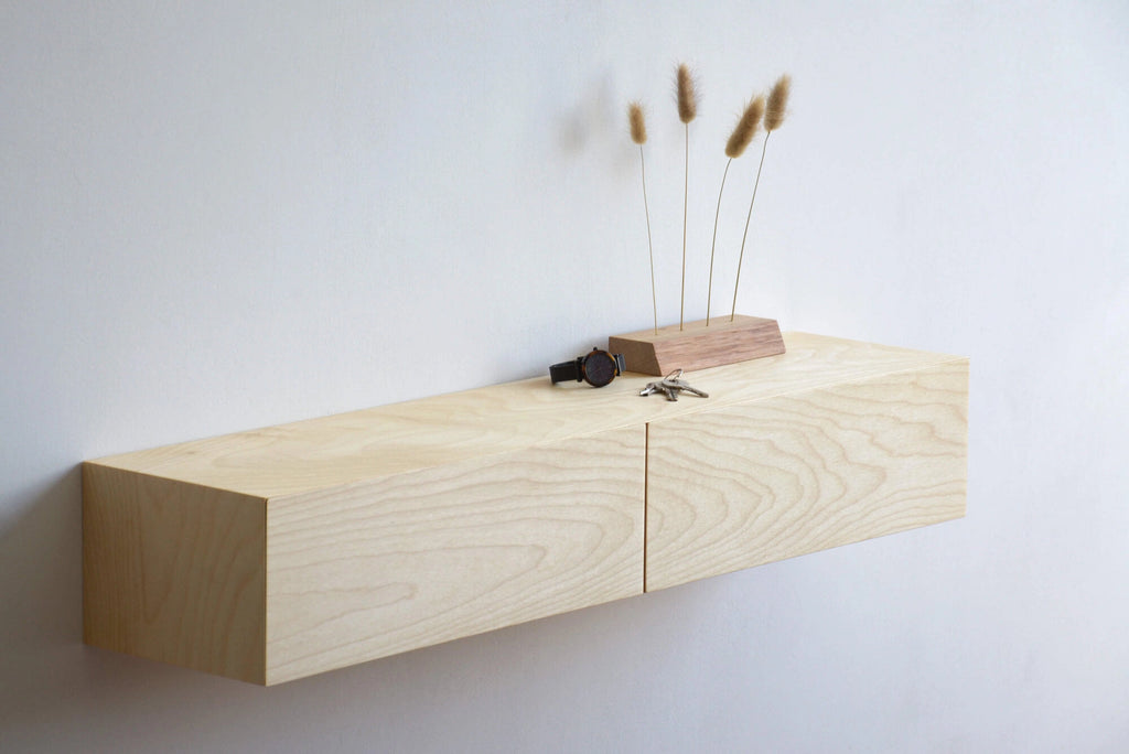 maple entryway shelf