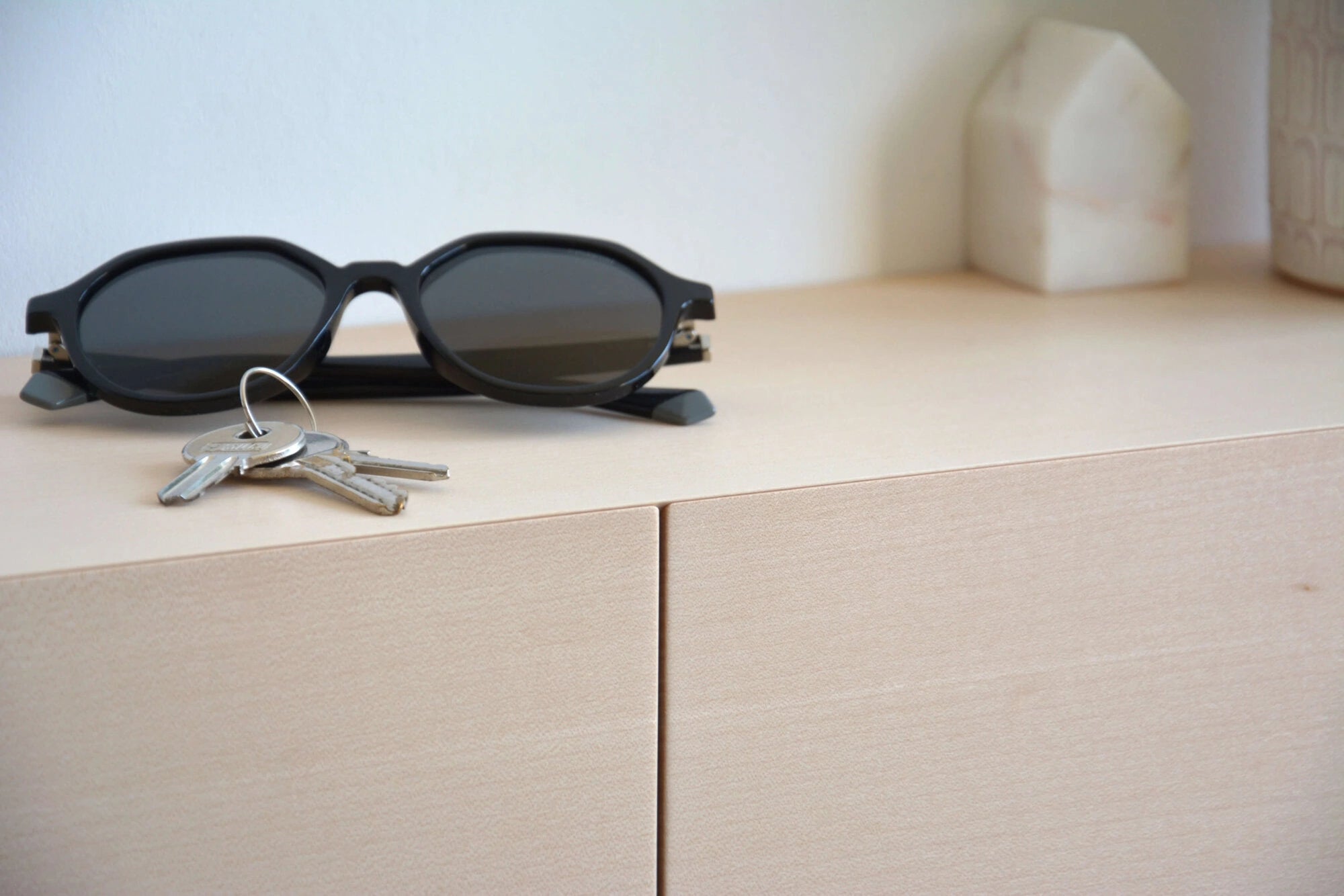 maple wall shelf with drawers